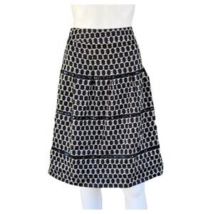 Ann Taylor LOFT Skirt Women’s 4 Black White Geometric Sequin Tiered Lined Cotton
